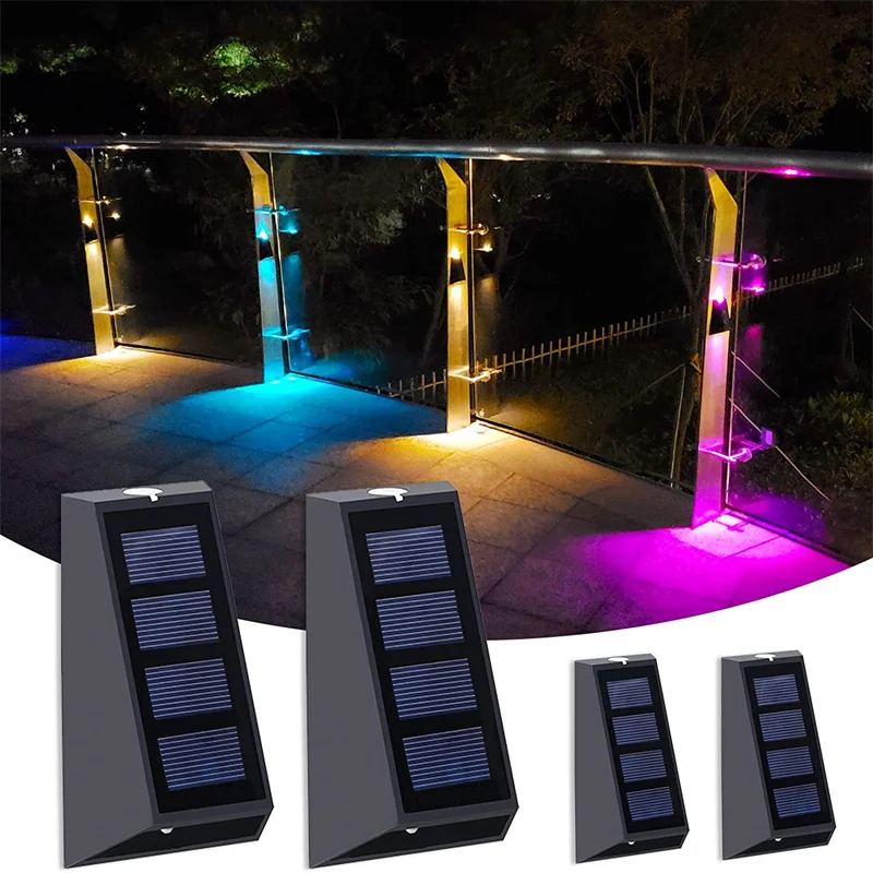 

Solar Wall Lights Outdoor Fence Lights LED Waterproof Solar Stair Lamp Up and Down 7 Color Changing Exterior Patio Garden Lights