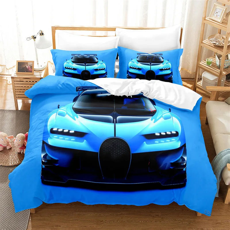 

Racing Car Duvet Cover King Microfiber Speed Sports Car Bedding Set Extreme Sports Theme Comforter Cover For Kids Boys Teens Men