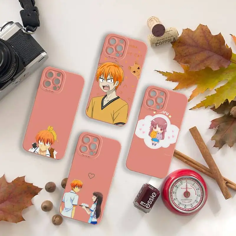 

Fruits Basket Anime Phone Case For iPhone 13 12 11 Pro MAX Mini X XS XR 7 8 Plus Camera Lens Liquid Silicone
