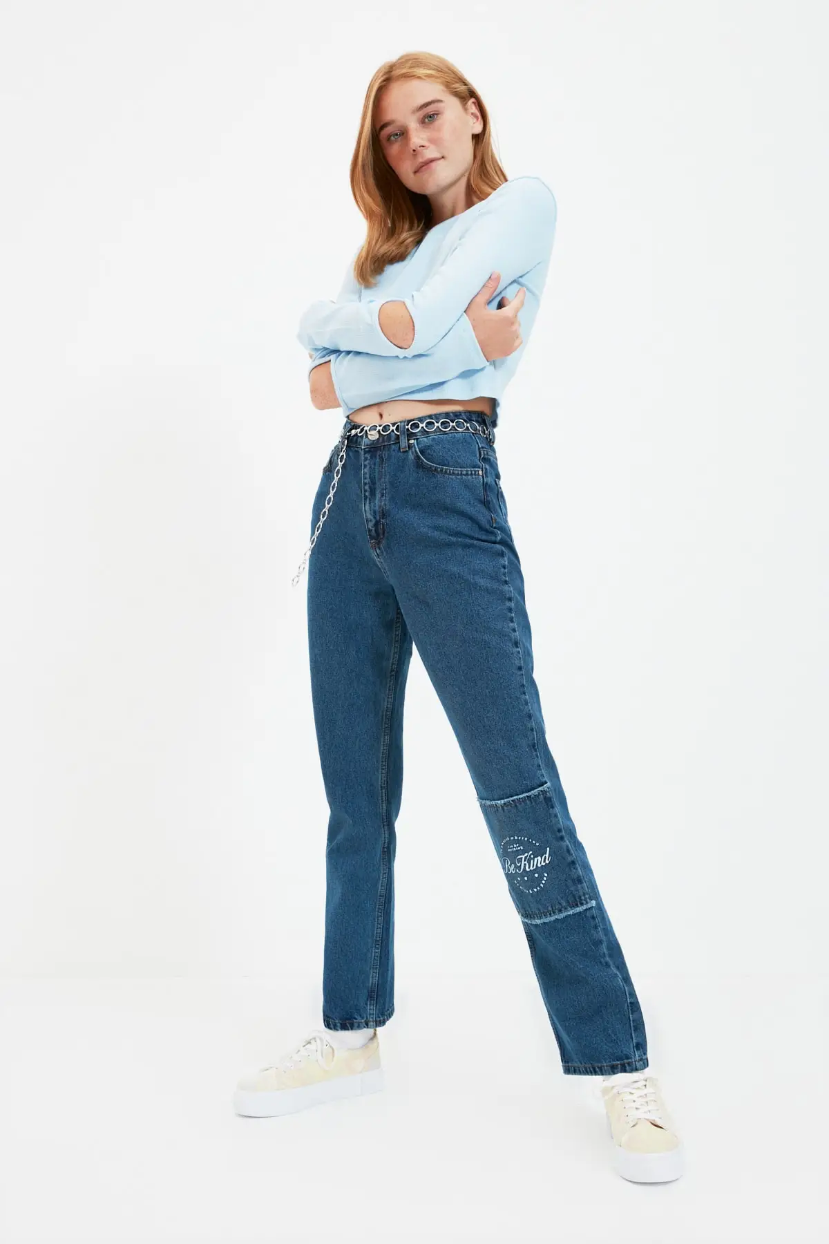 

Trendyol Printed High Waist Straight Jeans TWOAW22JE0865