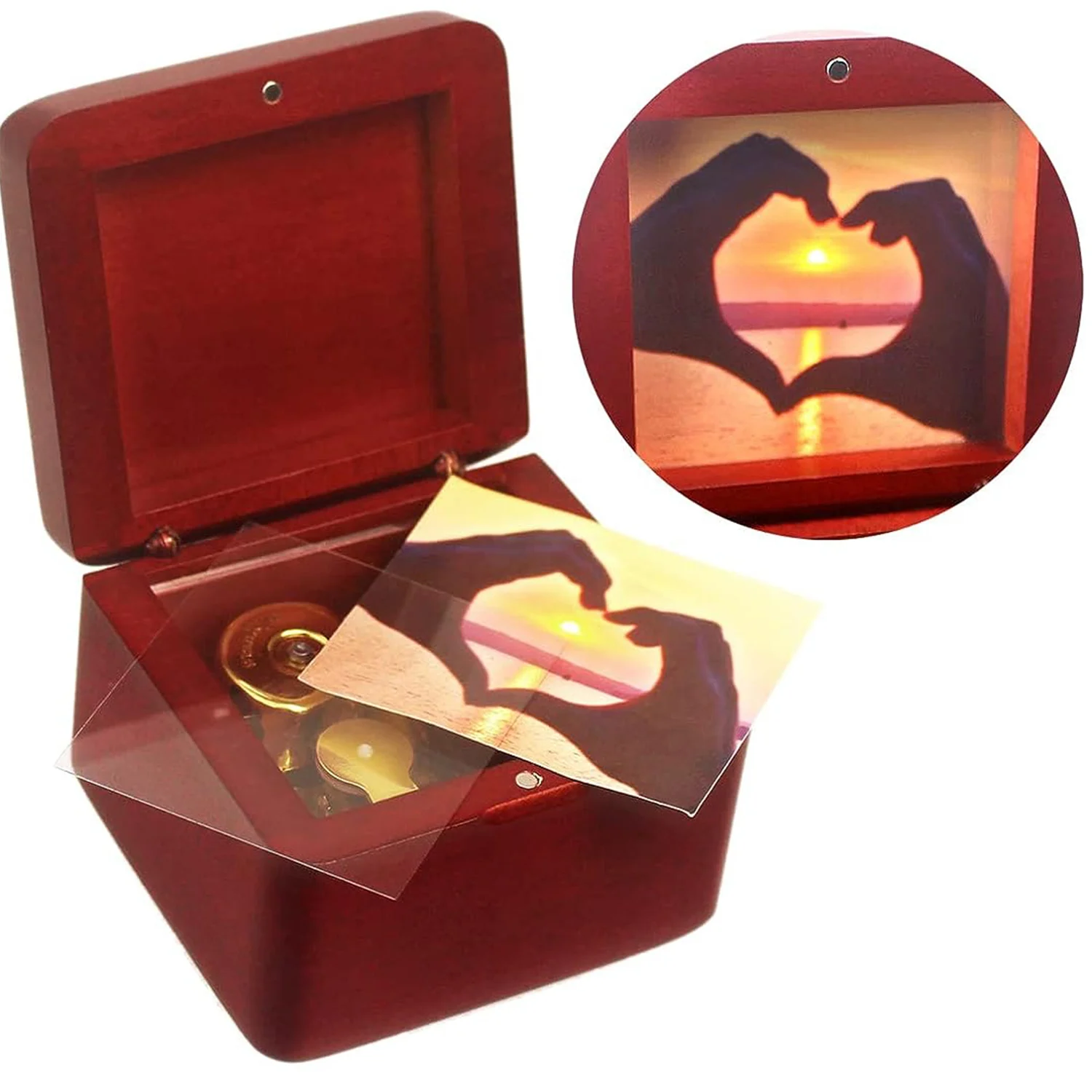 Настраиваемая винно-красная музыкальная шкатулка SOFTALK Rainbow Connection Mini Photo подарок