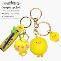 cute animal shape round chicken keychain trendy accessories car key chain gift jewelry for girl women couple keyring bag charm