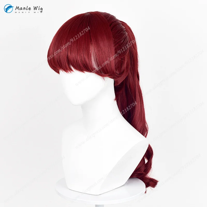 P5 Касуми Йошизава Косплей Парик Винно-красный Длинный Хвост Аниме Качество