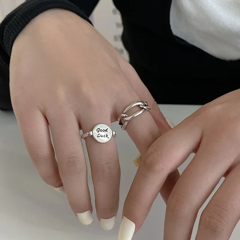 Женское кольцо с английскими буквами простое Открытое в стиле ретро