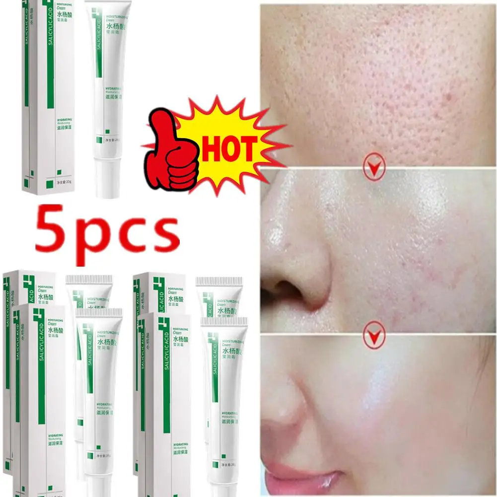 

5PCS Salicylic Acid Shrink Pores Cream Products Oil Control Moisturizing Smooth Skin Care Nourish Fade Acne Face Korean Cosmetic