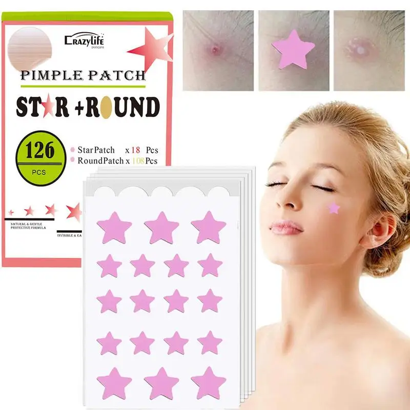 

126 шт., патчи для прыщиков, в форме звезды