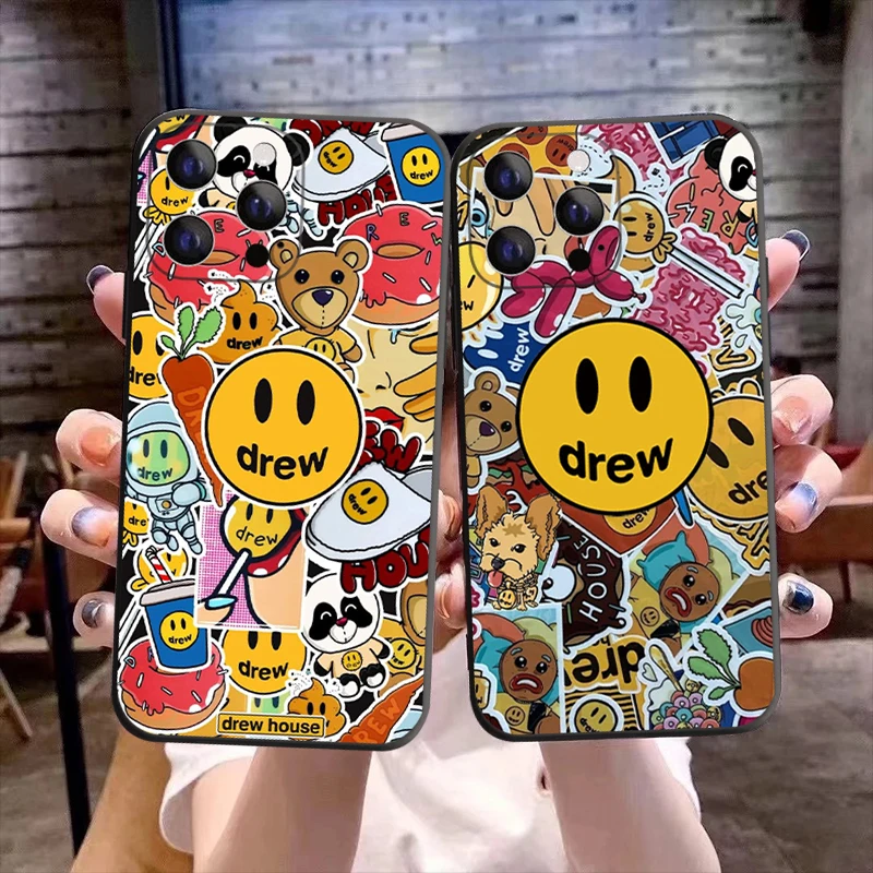 

Drew house Justin Bieber Phone Cover For iPhone 11 12 13Pro Max X XR XS Max 6 6S 7 8 Plus 12 13Mini Black Soft Silicone TPU Case