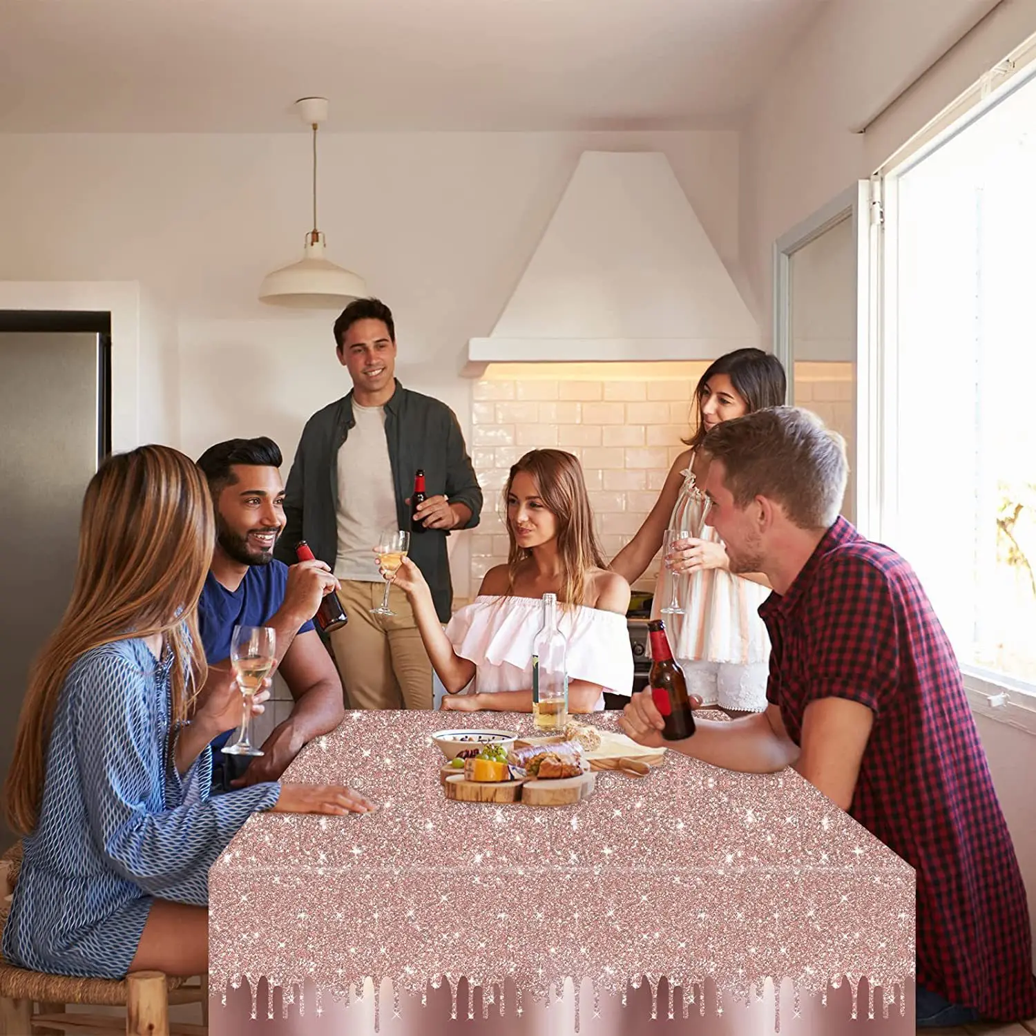 Набор Одноразовой Посуды С Блестящей Золотой Розой И Блестками Украшение Для