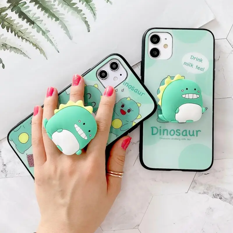 

BONVAN Stand Glass Case For Xiaomi Redmi Note 4 4X 5A Prime Plus 6 7 Pro Hard Cover For Redmi 6A S2 7A Y2 Y3 Dinosaur Couqe Capa