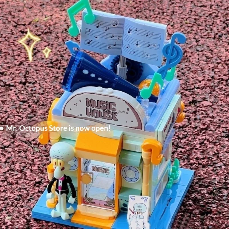 Фото Конструктор AREAX SpongeBob Bikini Bottom из АБС-пластика, 4 стиля: Патрик, Сквидвард, Крабс, мини-домик, настольный, премиум-класс, коллекционный подарок №3