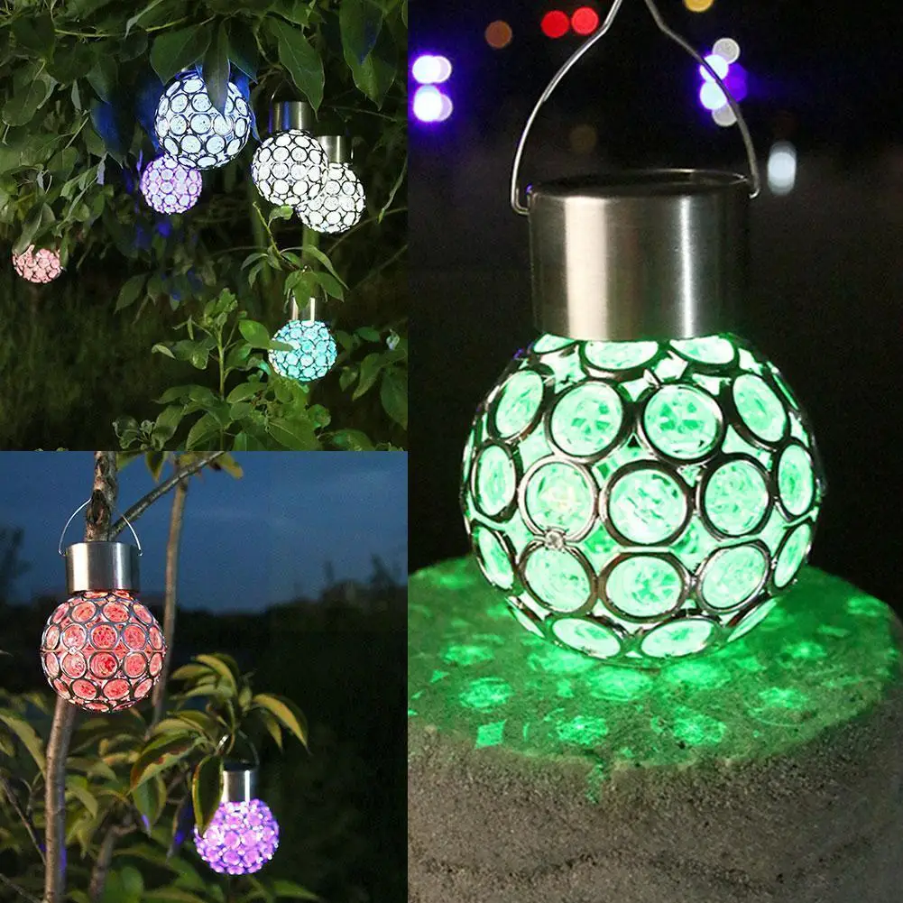 

Solar Glass Garden Lights Crystal Induction Fairy Hanging Lamp String Forwedding/patio/pathway Waterproof Coloured Light Ou G1x5