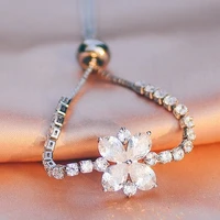 simple fresh sweet cute flowers zircon bracelet chain for women fashion exquisite adjustable bracelets valentines day present