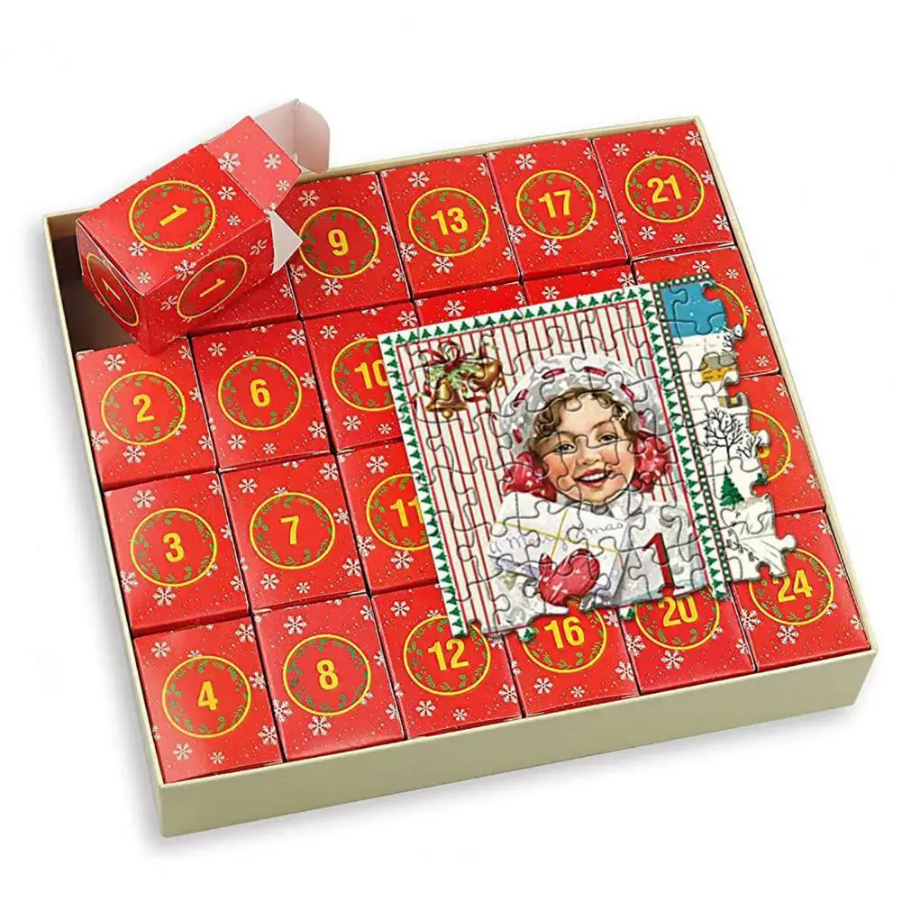 

Blind Box Jigsaw Puzzle Exciting Christmas Advent Calendar Jigsaw Puzzle Surprise Children with 24 Days Countdown Gift Holiday