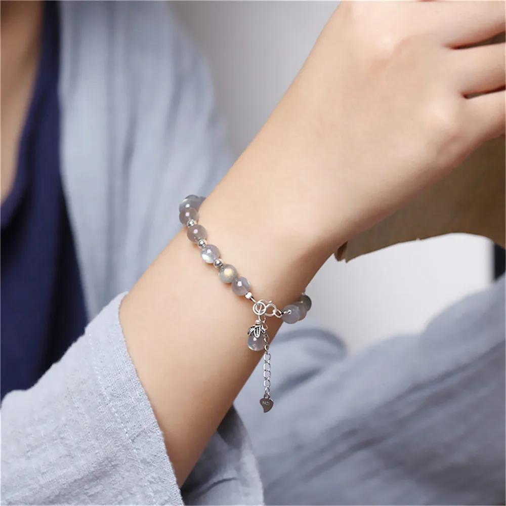 

6mm Natural Labradorite Adjustable Bracelet Female Blu-ray Ice Kind Sri Lanka Crystal Mori Series Women Luxury Jewelry Wholesale