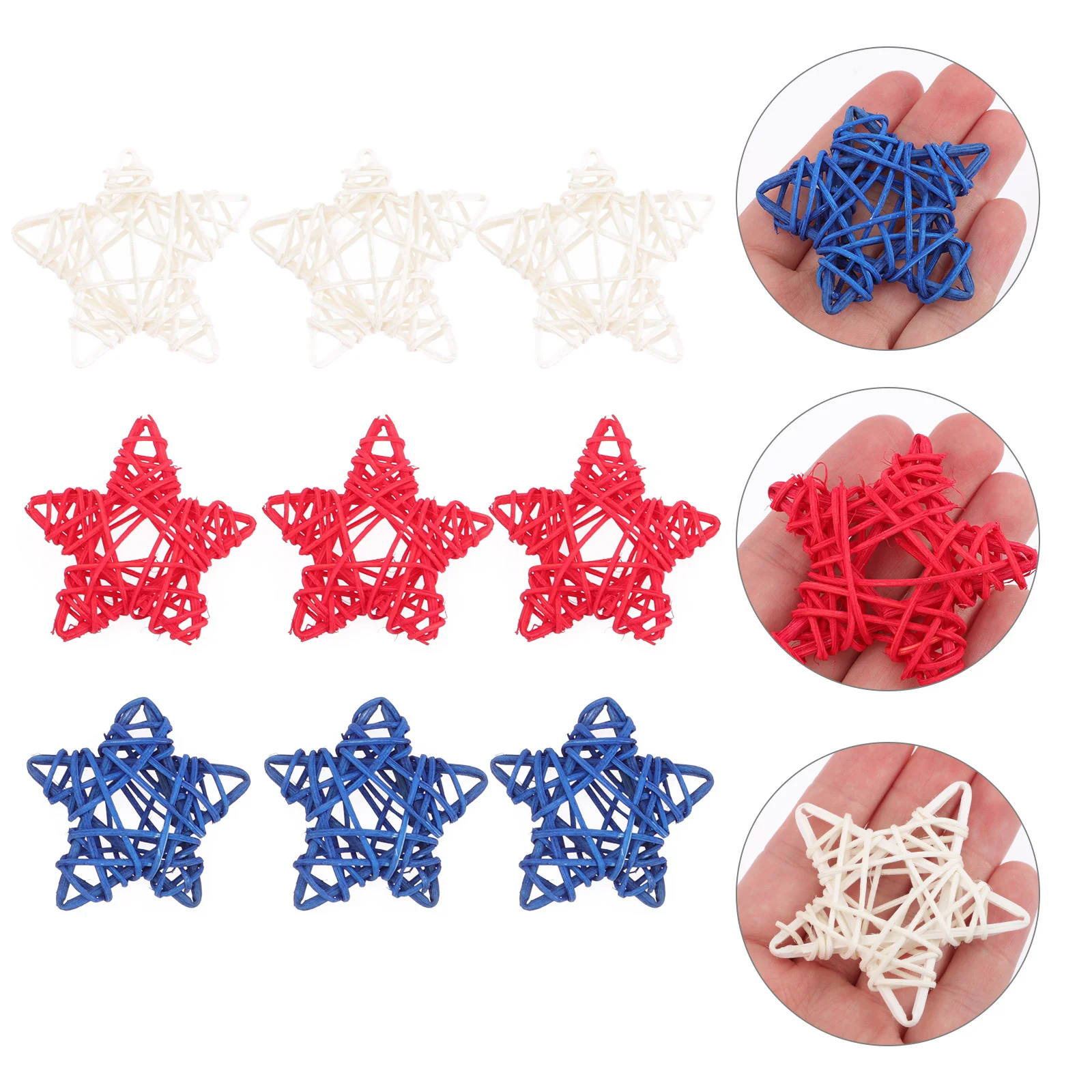 

12pcs Independence Day Rattan Star Red White Blue Rattan Star Home Decor Rattan Star