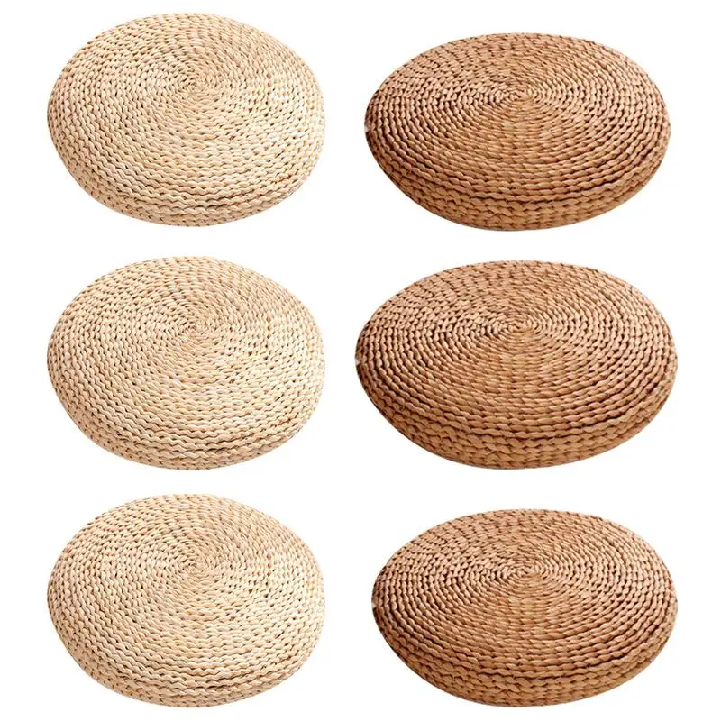 

Tatami Floor Cushion Rattan Hand woven Bay Cushion Tatami Straw Weaving Round Weave Pillow Household Supplies Pillow Bedrooms