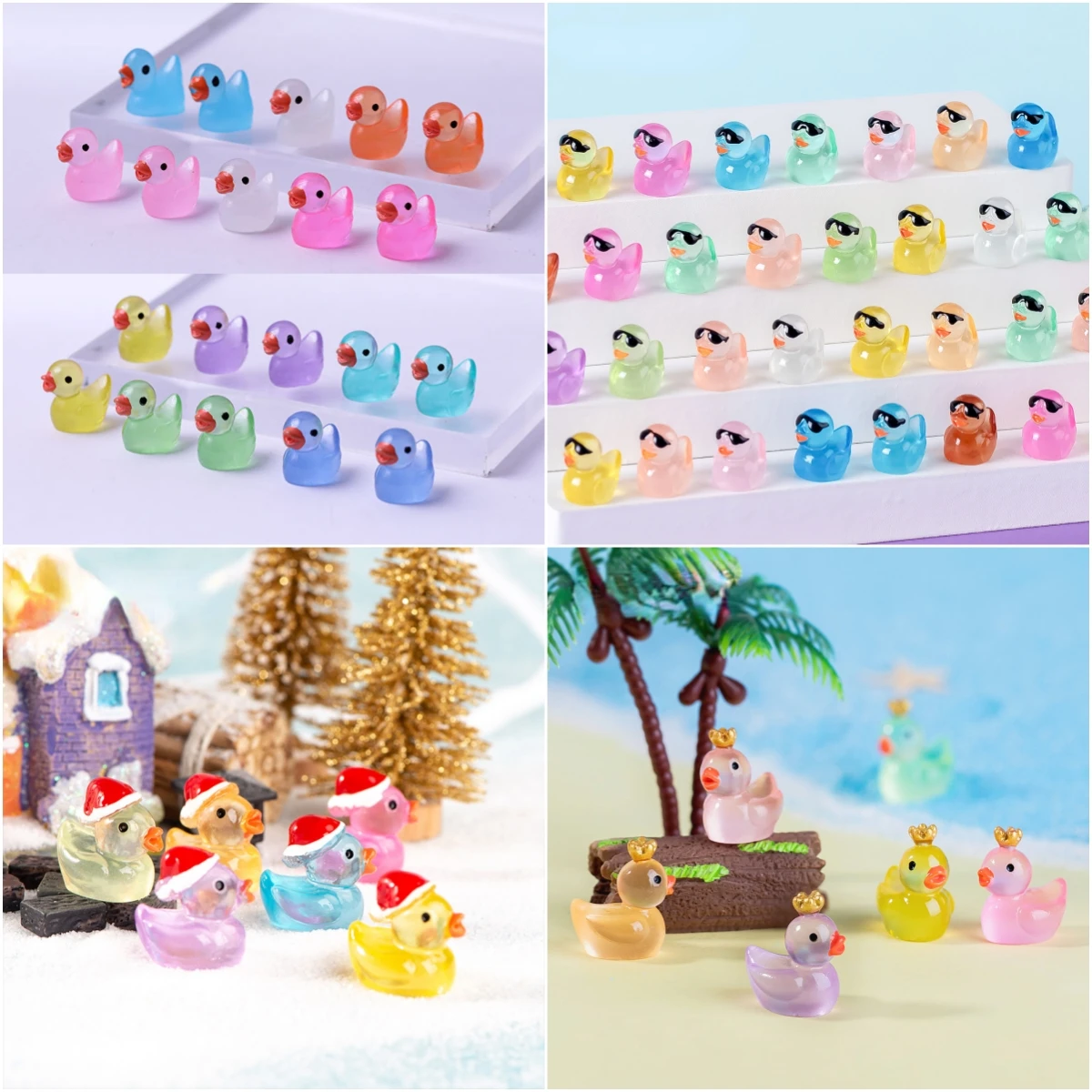 

50 шт. миниатюрные Светящиеся в темноте маленькие утки король корона люминесцентные солнцезащитные очки утка украшения для стола