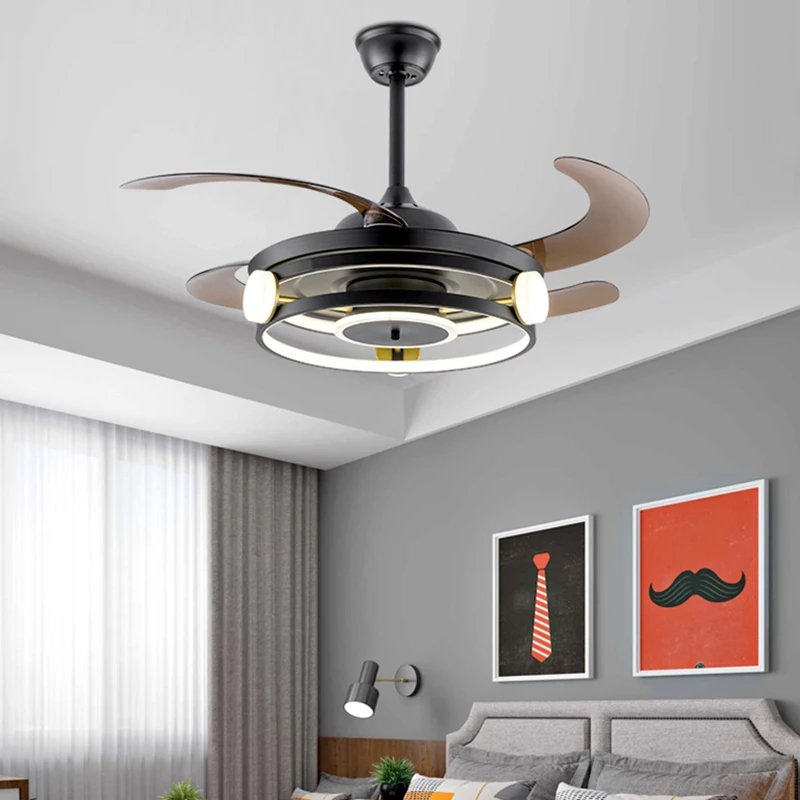 

Lamp Led Art Chandelier Pendant Ceiling Fan With Light Nordic decorative bedroom control ventilador techo con luz y mando