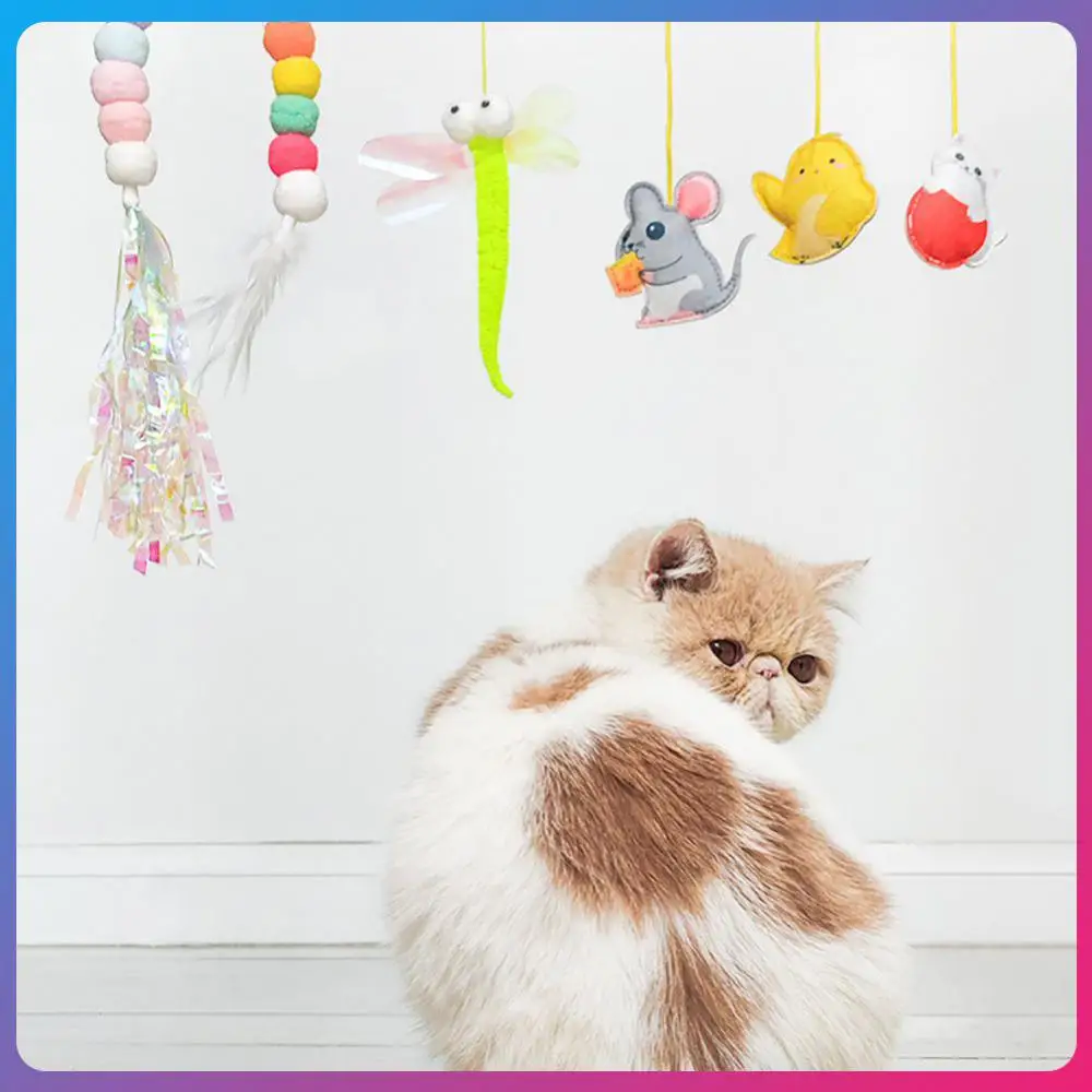 

Self-hey Funny Cat Toys Explosive Felt With Cat Thin Cat Swing Hanging Door Premium Interactive Cat Stick Knot Toys Pet Products