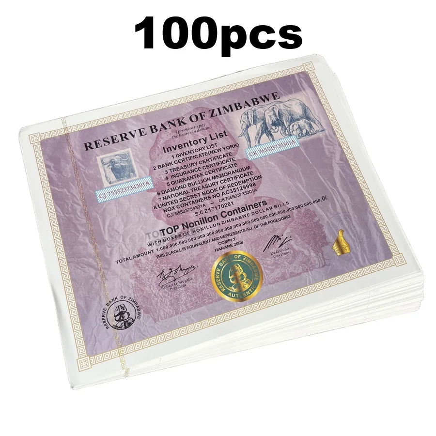 

Free shipping 100 pieces zimbabwe top nonillon containers banknote zimbabwe dollars bills for home decoration