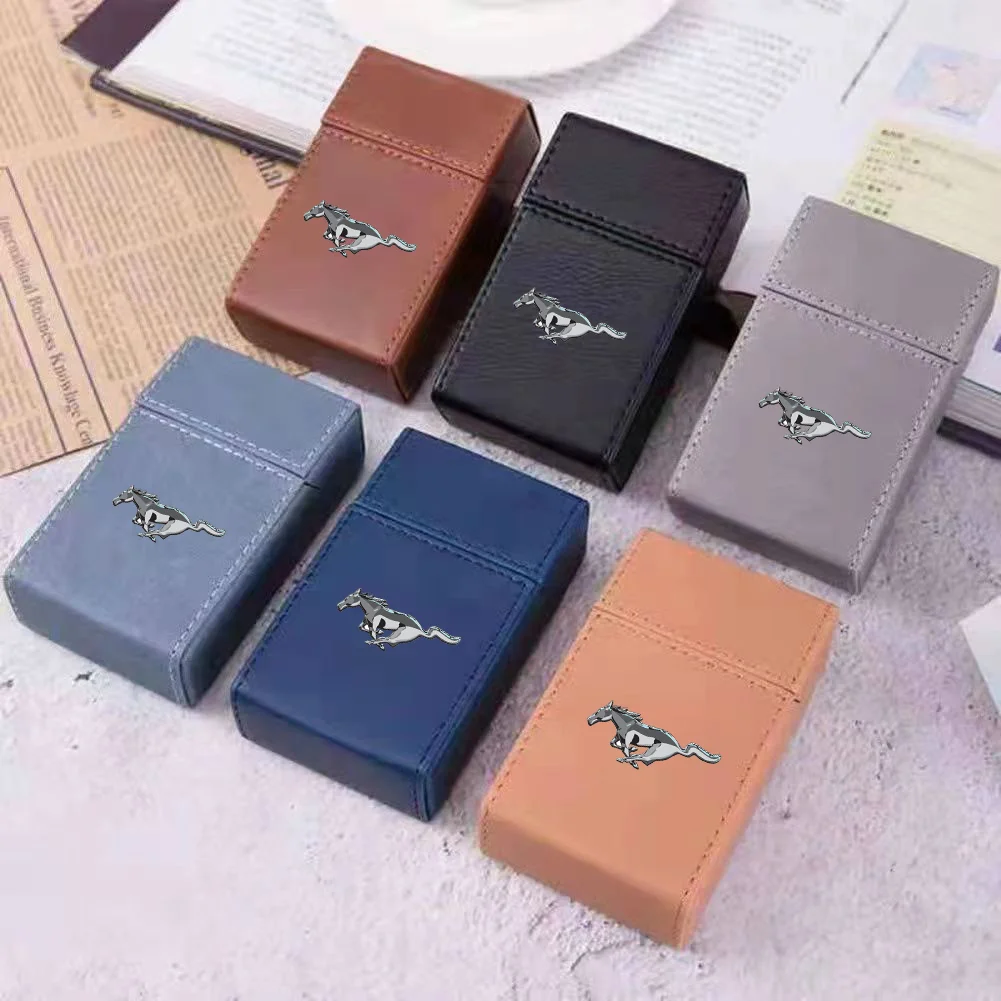 

Tobacco Pouch Case Bag Leather Smoking Paper Holder Case Wallet Bag Portable Tobacco Storage Box For Ford Mustang GT credit card
