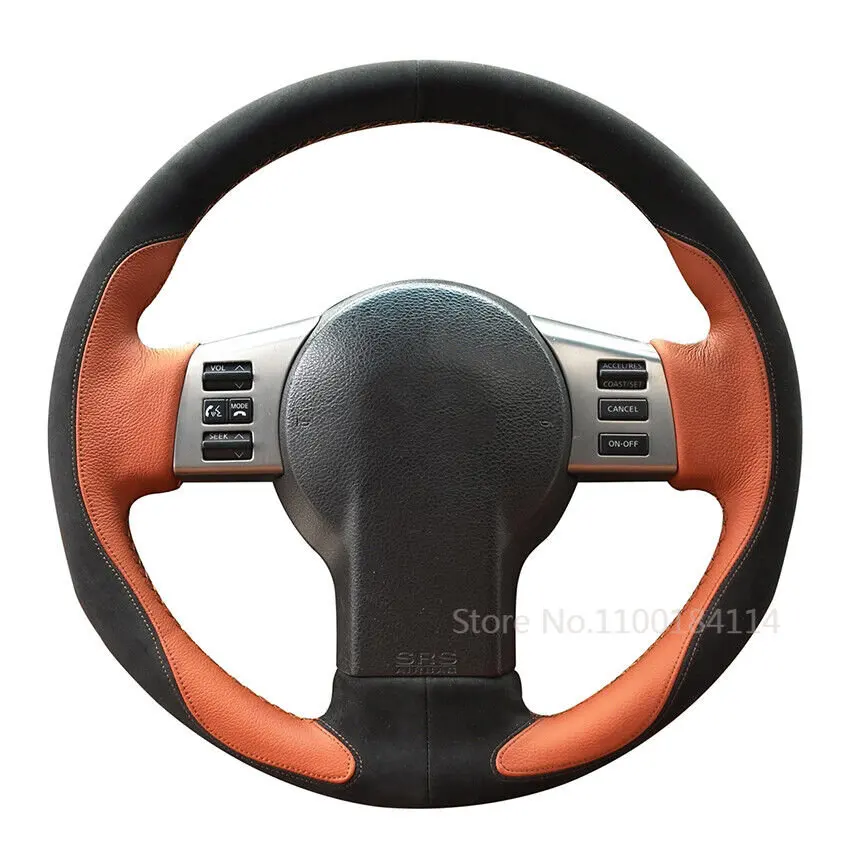 

Black Suede Brown Leather Car Steering Wheel Cover for Infiniti FX FX35 FX45 Interior Accessories
