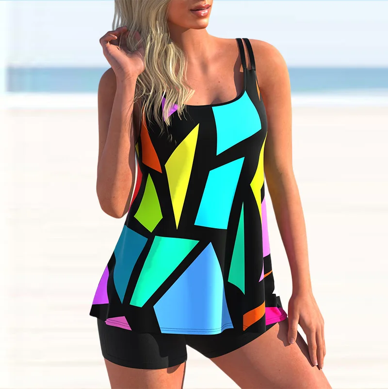 

Женский раздельный купальник с цветочным принтом и юбкой