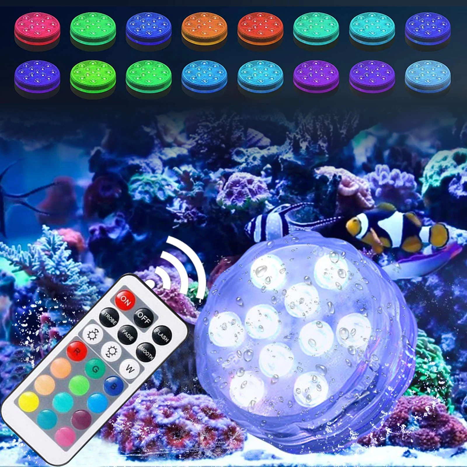 

4pcs 10 LED Submersible Colorful Light Remote Controlled RGB Underwater Lamp Swimming Pool Garden Decoration Lanscape Light