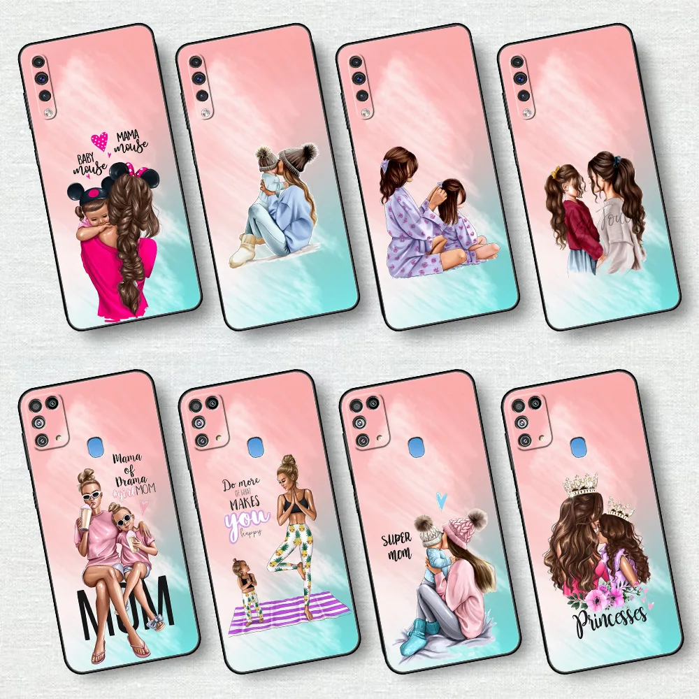 

Hot Mom And Baby Girl Case For Samsung Galaxy A50 A10 M31 A70 A30 A20e A40 A10s M30s M51 F42 5G Black Soft Phone Cover