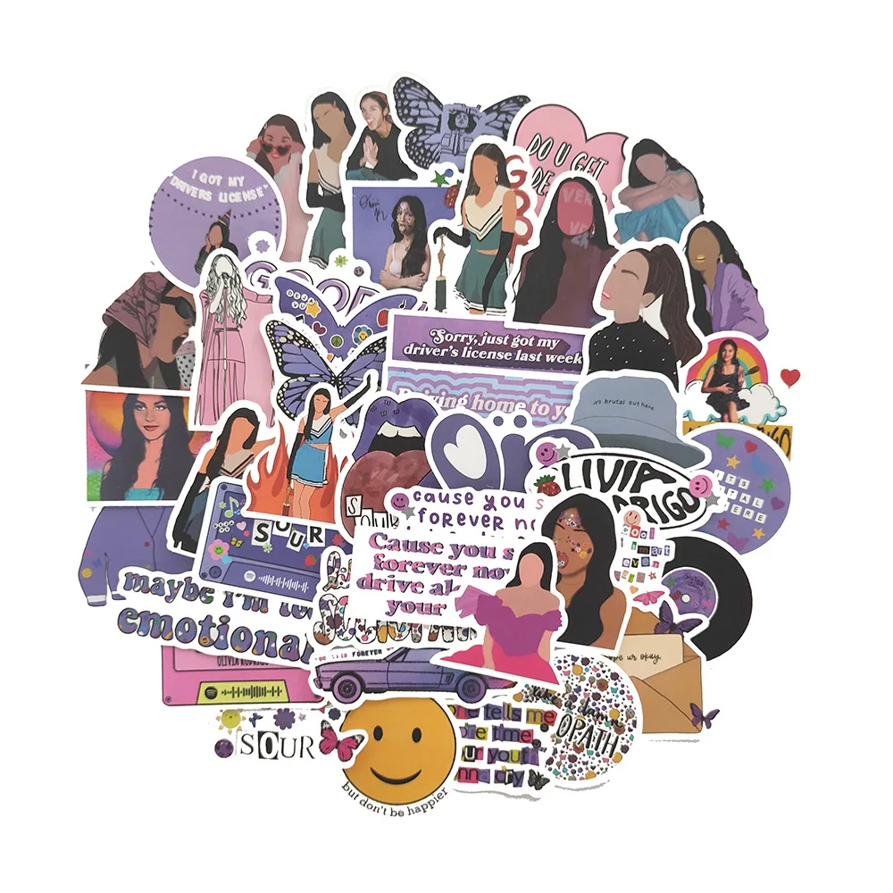 

10/30/50PCS Music Singer Olivia Stickers Diy Skateboard Laptop Guitar Phone Cartoon Purple Decal for Kids Scrapbook Girl Toys