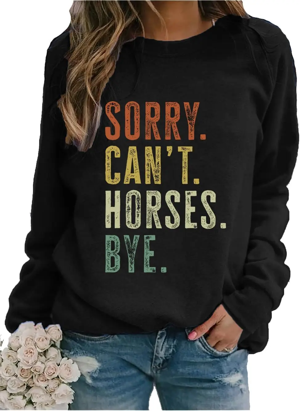 Забавная рубашка с длинным рукавом Извините не может лошадьми повседневный