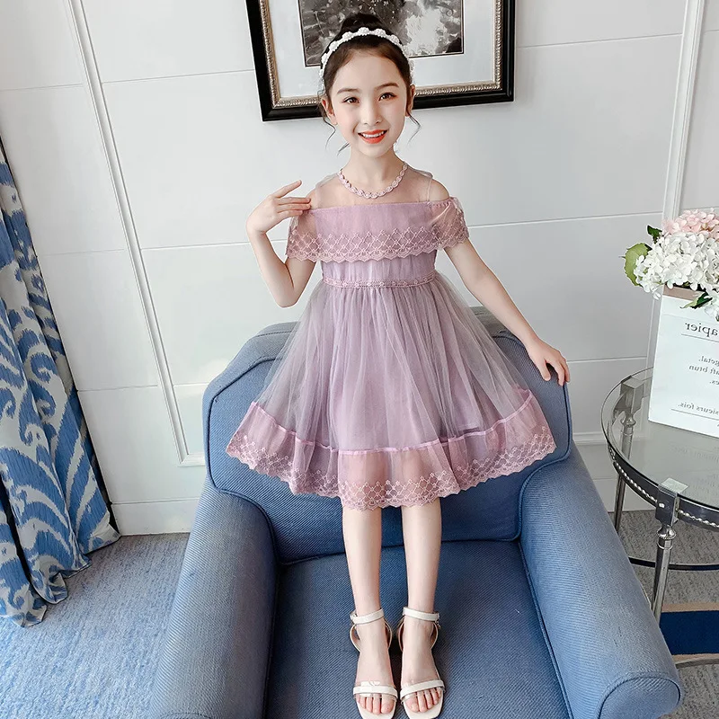 2022 Girls Summer Voile Floral Dress Fashion Leaky Shoulder Chiffon  Princess Shetah Dresses 2-12 Years Mesh Tight Waist Dress - купить по  выгодной цене | AliExpress