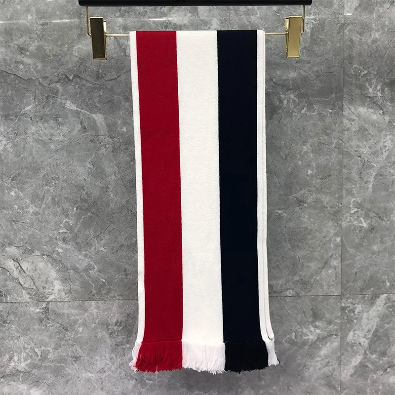 

2023 модный роскошный бренд TB шарф Зимний теплый шарф для мужчин и женщин Полосатый кашемировый шерстяной шарф шаль вязаный шейный платок