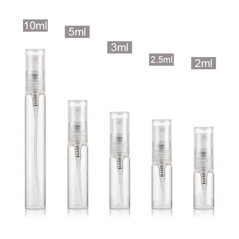 

5pcs/pack 2ML 3ML 5ML 10ML Clear Mini Perfume Glass Bottle Empty Cosmetics Bottle Sample Test Tube Thin Glass Vials Amber
