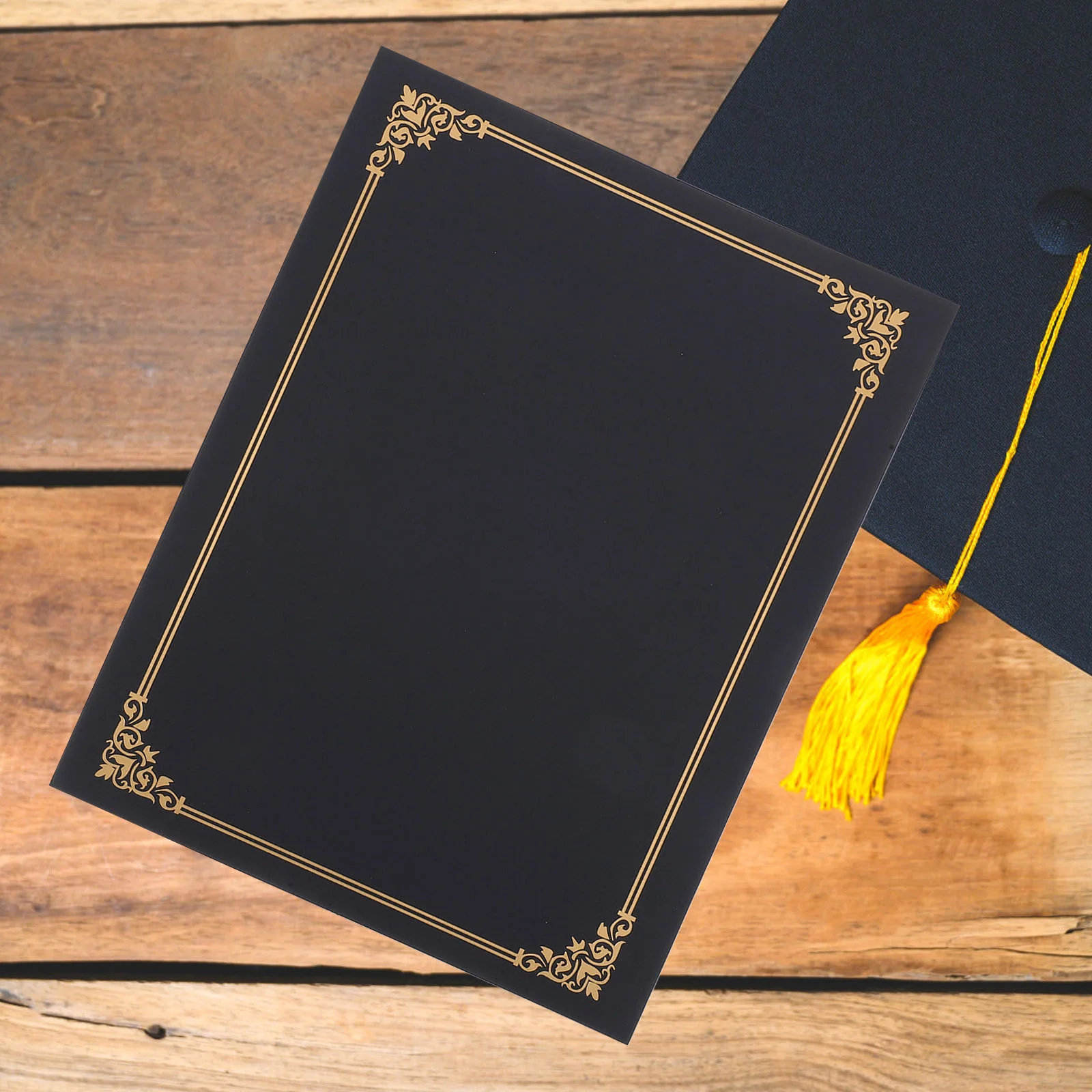 10 шт. папка с сертификатом обложка для диплома сусальное золото черные рамки
