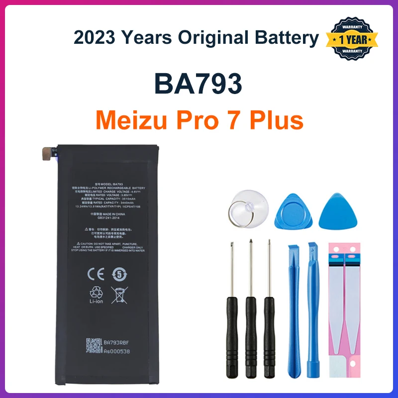 Новый аккумулятор 3510 мАч BA793 для Meizu Pro 7 Plus M793 M793H M793M M793Q, Высококачественная Оригинальная Аккумуляторная строка с инструментами
