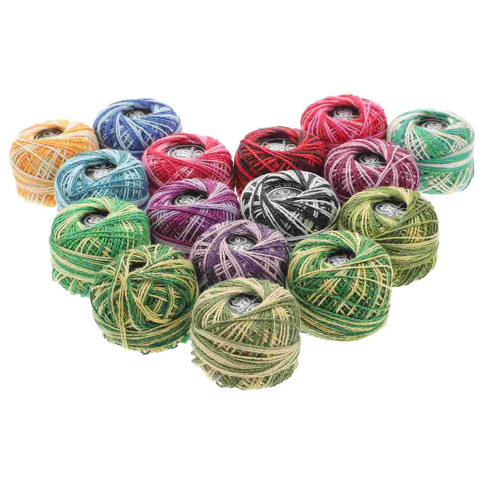 16 Roll Yarn for Crocheting Cross Stitch Cotton Line Dental Floss Embroidery Thread Kit Beads