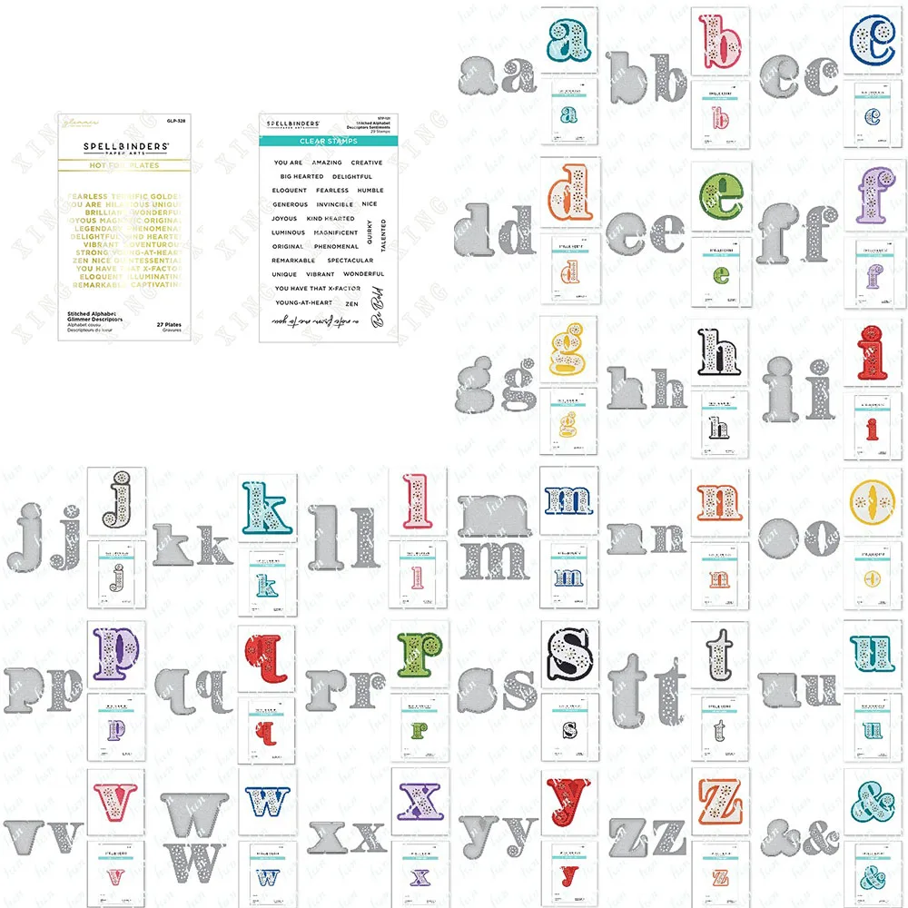 

New Stitched 26 Alphabets Etched Cutting Dies Hot Foil Clear Stamps Diy Paper Crafts Gift Scrapbooking Decoration Coloring Molds