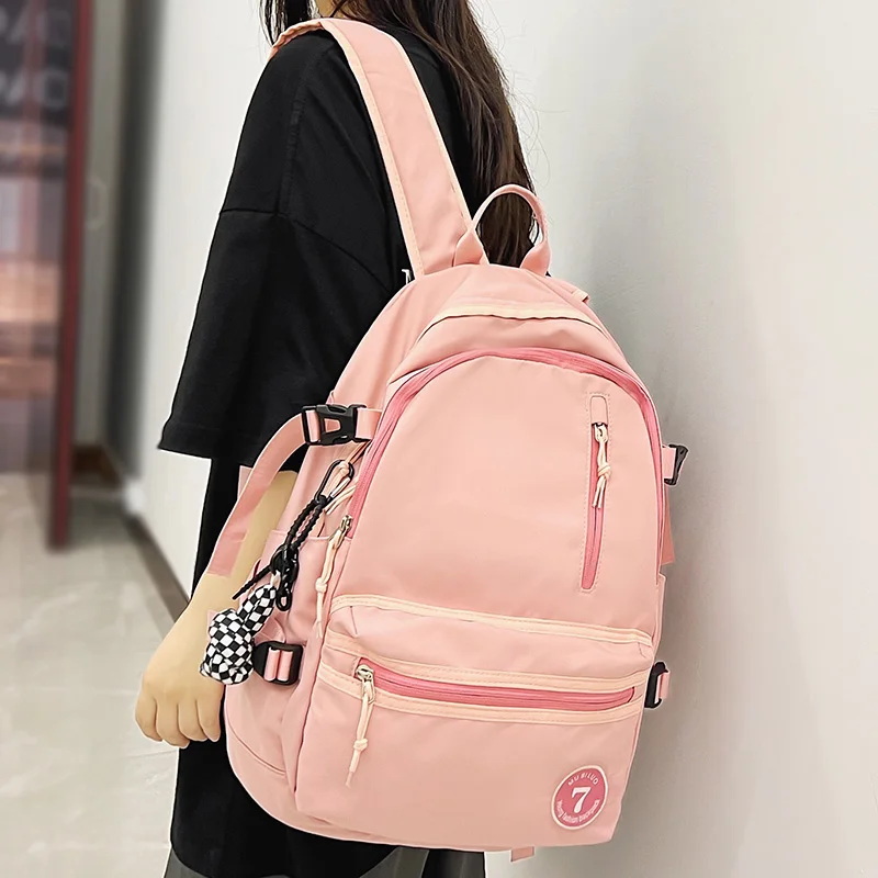 

Men Women Pink High Capacity Leisure School Bag Boy Girl Travel Backpack Male Lady Book Bag Fashion Female Laptop Packet College