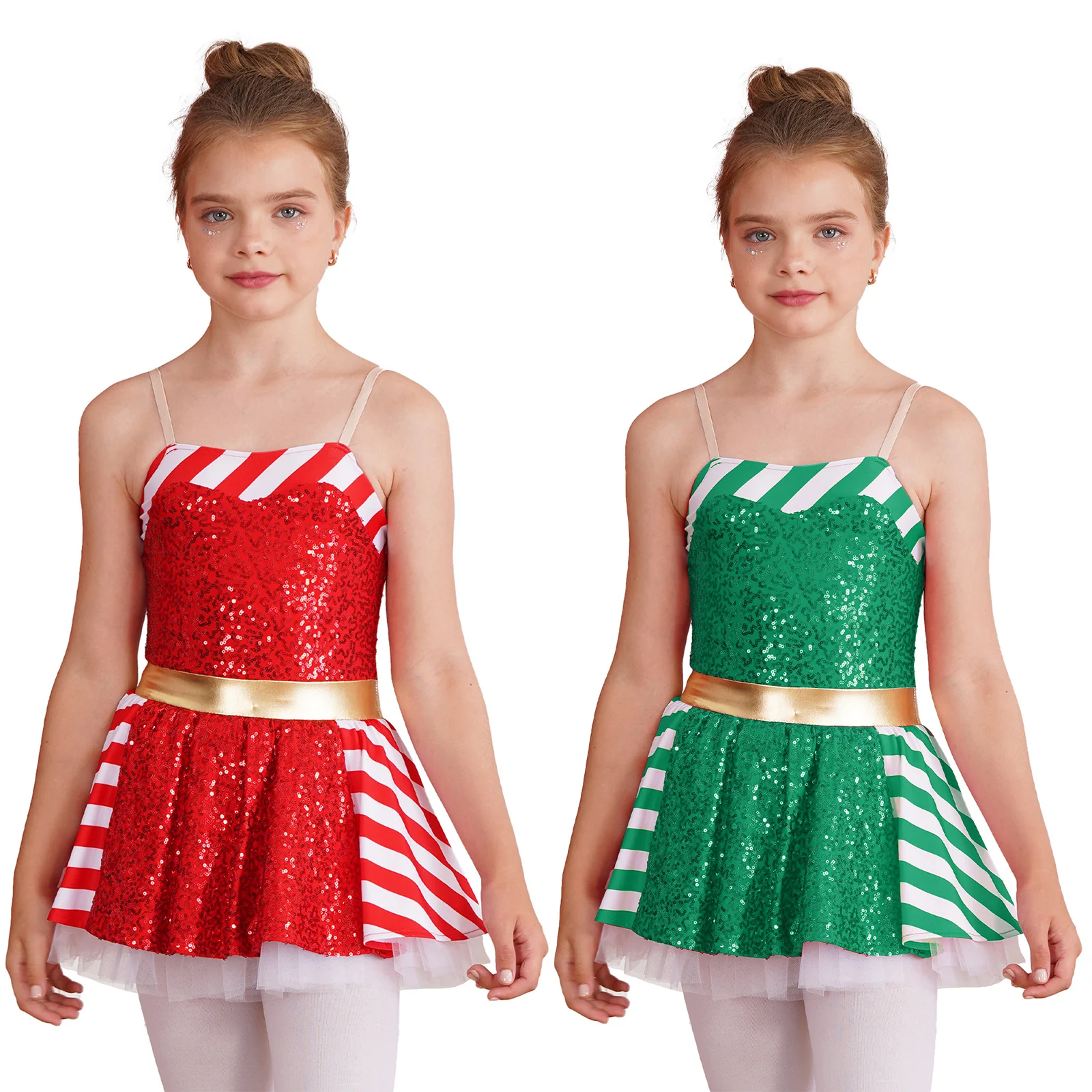 Детские Рождественские танцевальные костюмы для девочек искусственное платье