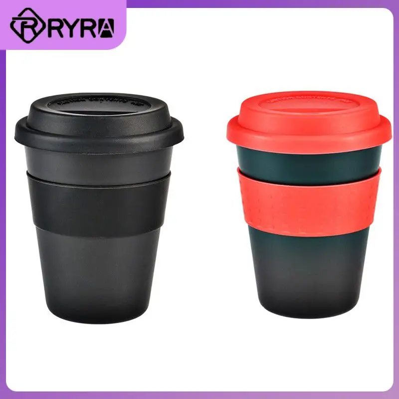 

Tea Coffee Cup 400ml Plastic Travel Mug Heat Insulated Portable Hotel Cup Drinkware With Silicone Lid Water Cup Reusable