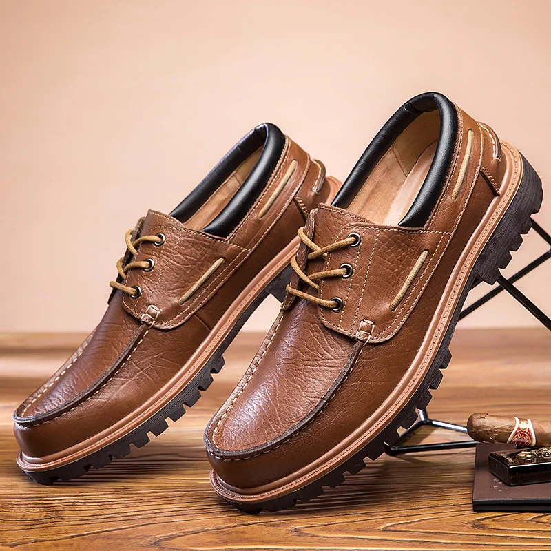 

Autumn New Men Shoes Brogue Casual Shoes Men Genuine Leather Shoes Work Boots Business Casual Sneakers Big Size 36-47