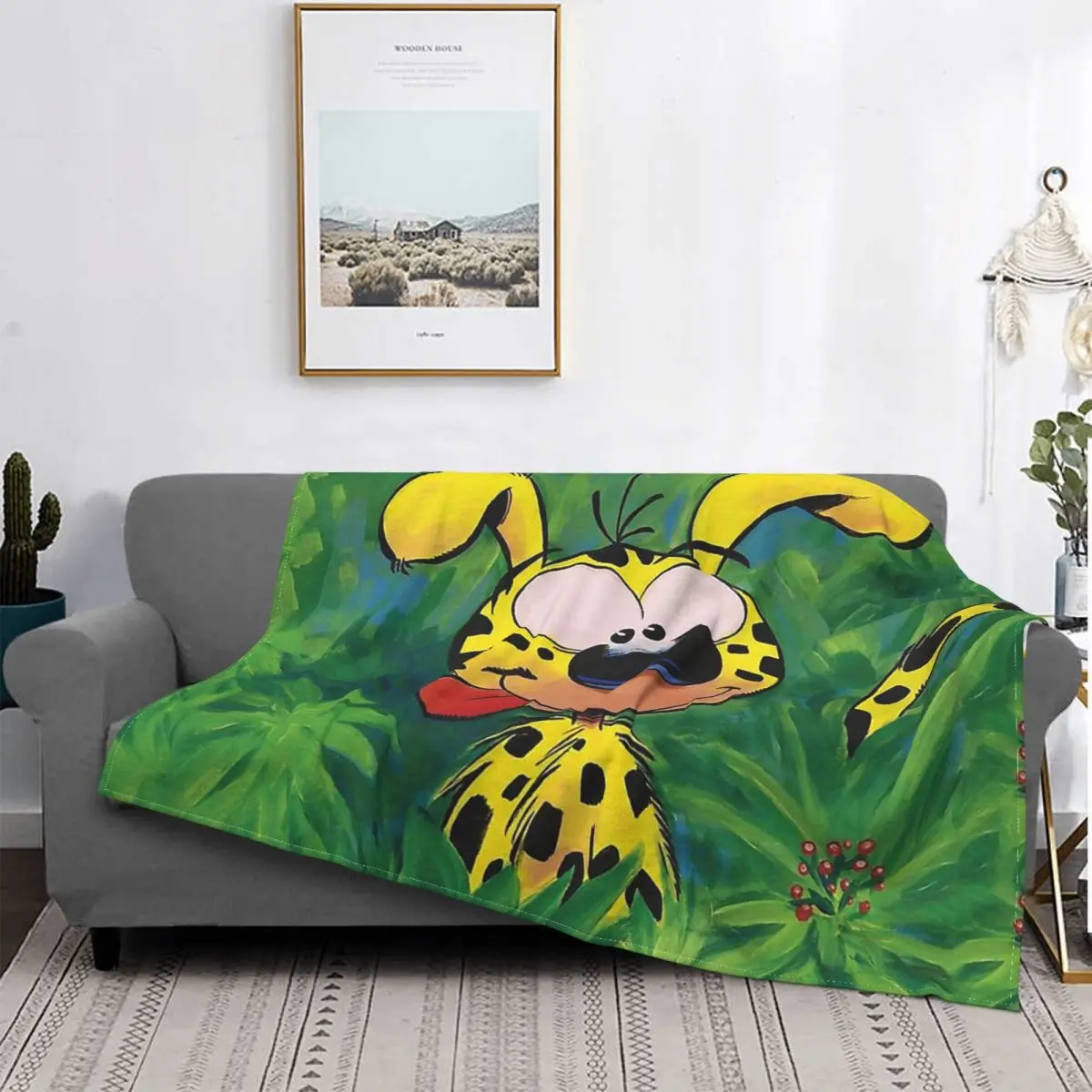 

Belgium Comic Blanket Flannel Spring Autumn Marsupilami Painting Warm Throws For Winter Bedding