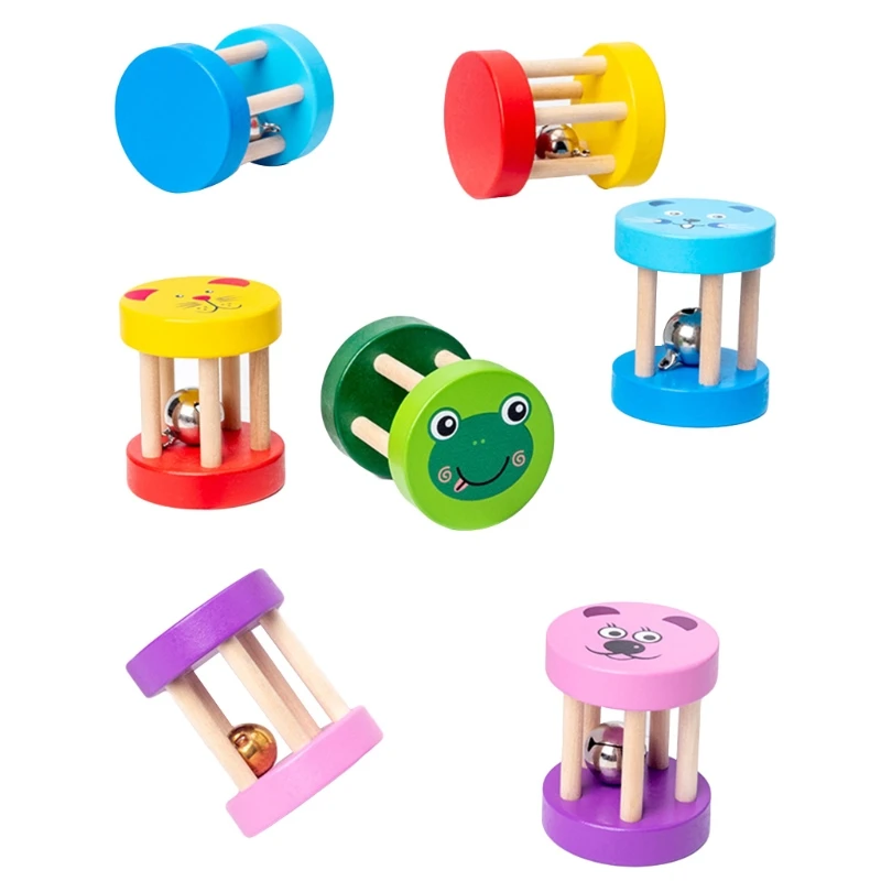 

1PC Bite-free Wooden Bell Rattle for Baby Learning Crawl Toys Brain Game Interactive Crawling Toy Rattle Ball for Infant