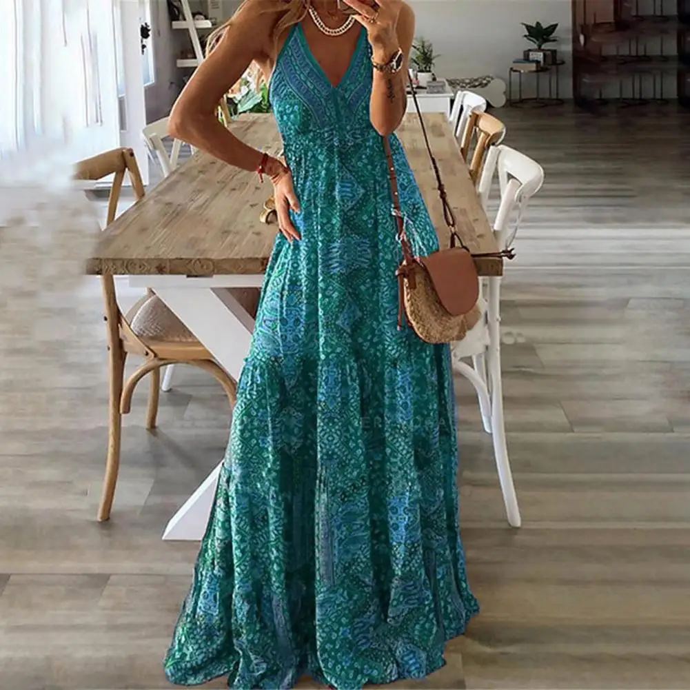 

Stylish Sling Dress V Neck Loose Fit Women Dress High Waist Women Dress
