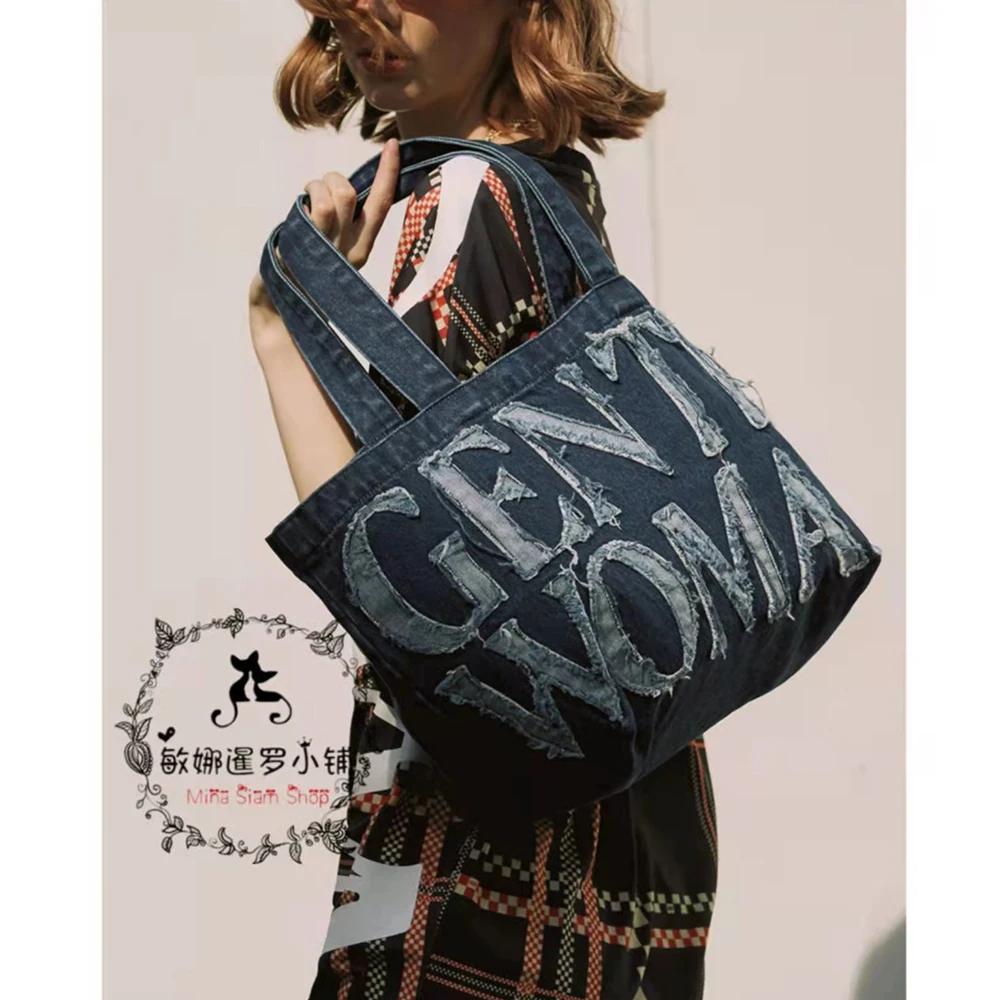 

Designer Brands Jean Canvas Shopper Purses and Handbags Letter Denim Tote Women Shoulder Bag Vintage Large Bags for Women 2023