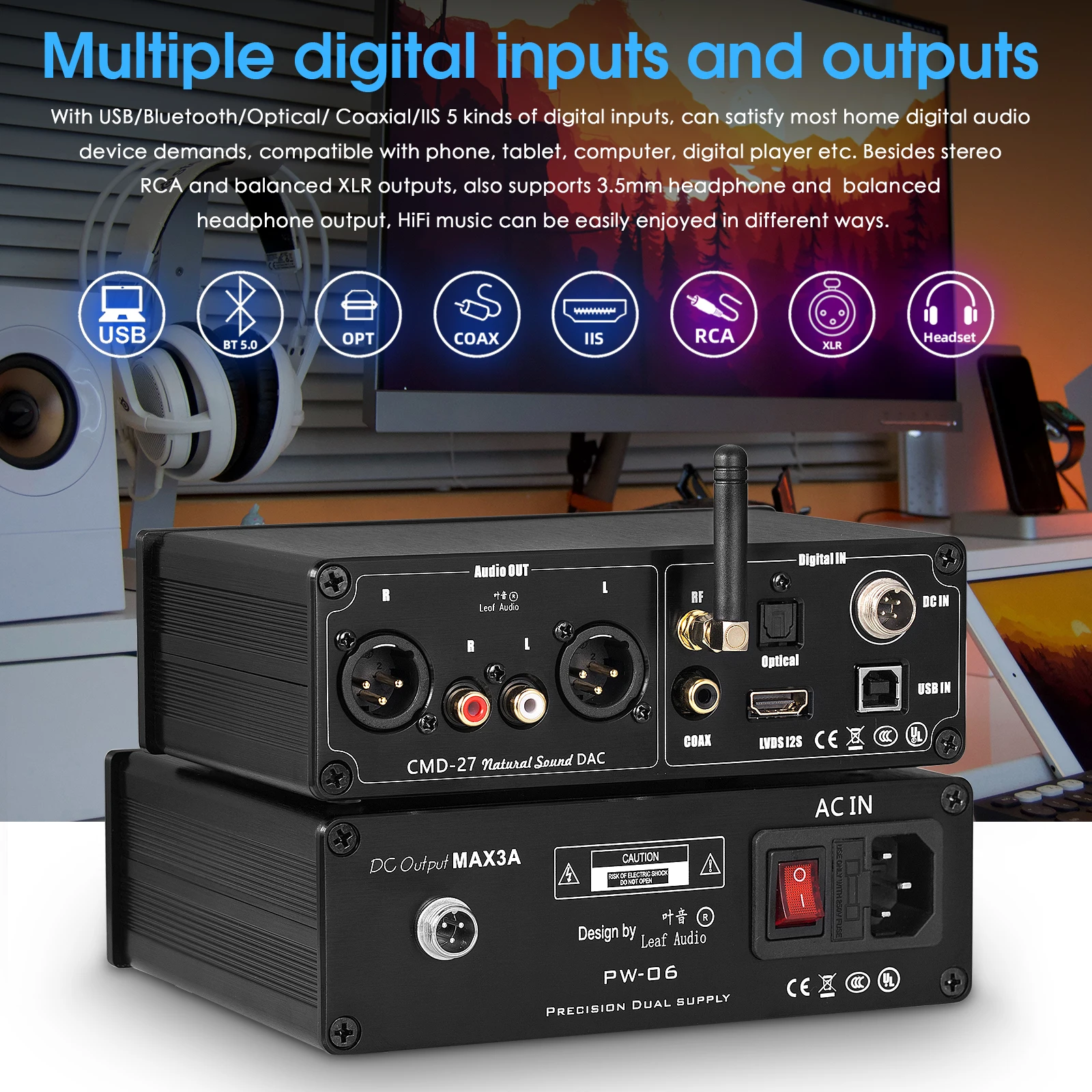 Nobsound HiFi Bluetooth 5 0 приемник USB DAC COAX/OPT/I2S цифро-аналоговый преобразователь