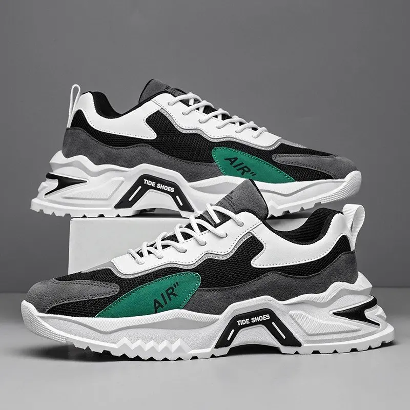 

2022 Spring Man Shoes Sneakers Lace Up Mixed Colors Round Toe Fashion Novelty Leisure Low Heel Air mesh Breathable Platform