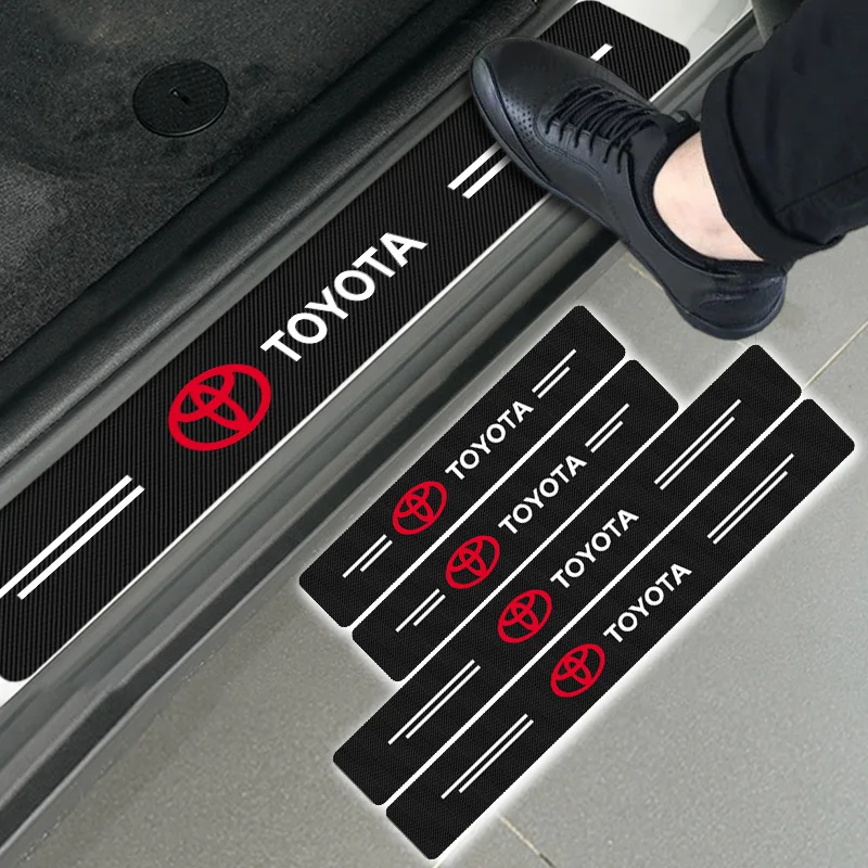 

4pcs New Car Carbon Fiber Sticker Auto Door Sill Protector Stickers For Toyota C-hr Prado Rav4 Yaris Hilux Prius Avensis Corolla