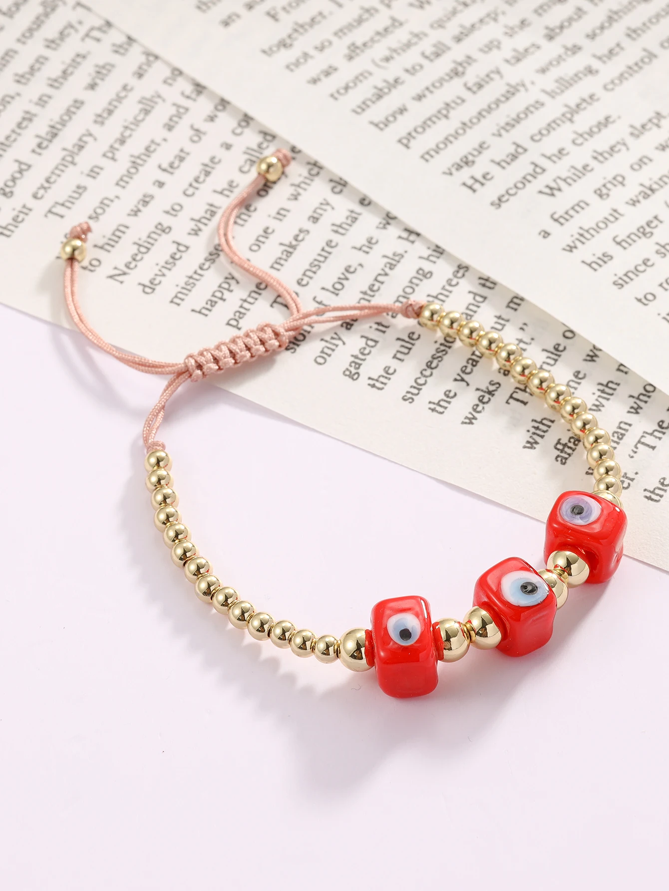 Bohemian Fashion Colorful Three Layer Rice Bead Bracelet Devil's Eye Adjustable Beaded Original Women's Bracelet